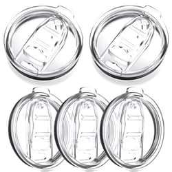 Qiyaz 5 Pcs 20 oz Skinny Replacement Lids Tumbler Replacement Lids Plastic Splash Resistant Lids Covers Spill Proof Skinny Tumbler Lid Cup Covers for 2.7 Inch Mouth Tumbler Cooler Cup Cover (Clear)