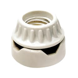 Leviton 9880 Medium Base, Two-Piece, Keyless, Incandescent, Unglazed Porcelain Lampholder, Surface Mount Low, Single Circuit, Back Wired, White Pack of 1