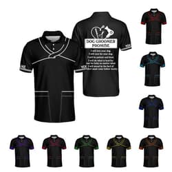 MoonArt Personalized Dog Grooming 3D Polo Shirt Custom Spa Cute Pet Grooming Summer Uniform Polo Shirt for Men