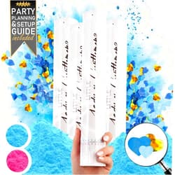PRIMEPURE Gender Reveal Confetti Cannon - 4 Pack - Biodegradable Blue Gender Reveal Smoke Bombs and Heart Shaped Gender Reveal Cannons | Boy Gender Reveal Powder Cannon | Blue Gender Reveal Powder Poppers