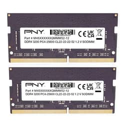 PNY Performance 16GB (2x8GB) DDR4 DRAM 3200MHz (PC4-25600) CL22 (Compatible with 2933MHz, 2666MHz, 2400MHz or 2133MHz) 1.2V Notebook/Laptop (SODIMM) Computer Memory Kit – MN16GK2D43200-TB