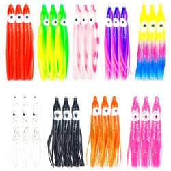 VATEICO Octopus Squid Skirts Lure,45pcs Multi-Color Soft Plastic Lure Bass Trolling Lure Fishing Baits for Bass Salmon Trout