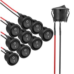 APIELE 10Pcs Rocker Switch ON Off KCD1 Mini Round Toggle Switch SPST 2Pin Snap-in Design Car Boat Automotive with Wires Pre-Wired AC 6A/250V 10A/125V 12VDC