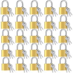 Yaocom 24 Pcs Solid Brass Keyed Padlock, Small Yellow Gym Lock, Strong Padlock with Same Key for Luggage Toolbox (30mm 1-3/16'')
