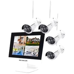 Sebikam HD 1080P 4CH WiFi NVR Wireless Security Camera System, with 10.1'' LCD Monitor,4pcs Outdoor/Indoor Waterproof Cameras,Night Vision and Motion Detection for Home Surveillance, No Hard Drive