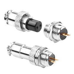 QIANRENON Gold Plated GX12 2 Pole Aviation Plug Socket GX12 2Pin Male Bulkhead Mount Airline Plug GX12-2 Female Round Connector M12, 400V/5A, for Electronic Electrical Signal Connection, 2Pcs