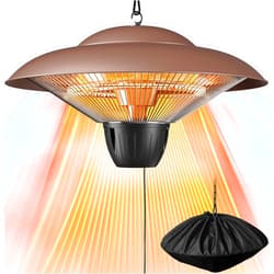 Danluke Outdoor Patio Heater, 1500W Electric Hanging Patio Heater, Ceiling Mounted Heater for Balcony, Infrared Heater for Courtyard, Garage, Patio, Overheat & Tip-Over Protection, IP34 Waterproof, Brown