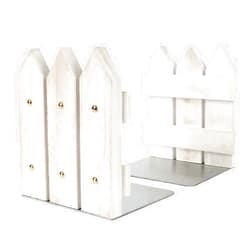 J JACKCUBE DESIGN White Rustic Wood Bookends Set of 2, Decorative Farmhouse Bookend for Heavy Books Magazine DVD on Desk Table Shelf - MK708A
