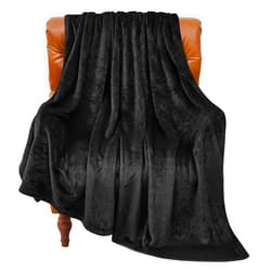 BEDELITE Fleece Blanket Black Throw Blanket for Couch & Bed, Luxury Plush Cozy Fuzzy Blanket 50