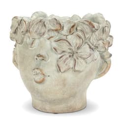 Abbott Collection 27-BACI-041-LG Large Kissing Face Cement Indoor and Outdoor Planter Pot, 11