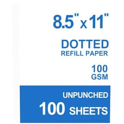 Nokingo Unpunched Refills Paper, Letter Size Loose Leaf Paper for Ring Binder/Discbound Notebook Planner Inserts, 100 Sheets/200 Pages, White, Dot Grid, 8.5 X 11 Inch