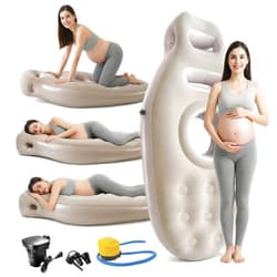 EasTeebw Inflatable Tummy Nest Pregnancy Pillow with Belly Hole, Belly Mattress for Pregnancy Pillow Stomach Sleepers,Maternity Pool Float,Prenatal Massage Pillow,Extra Wide&Tall,All Pregnancy Stages (Brown)
