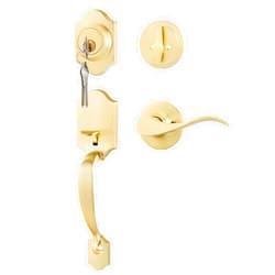 Goldenwarm Front Door Handle and Deadbolt Set, Gold Front Door Lock Set with Reversible Handle Lever, Classic Brass Front Door Hardware, Front Door Handles and Locks