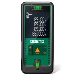Ogeto Laser Measure, Ogeto 165 Feet Digital Laser Distance Meter with 2 Bubble Levels,M/in/Ft Unit Switching Backlit LCD and Pythagorean Mode, Measure Distance, Area and Volume