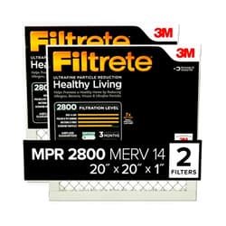 Filtrete 20x20x1 Air Filter, MPR 2800, MERV 14, Healthy Living Ultrafine Particle Reduction 3-Month Pleated 1-Inch Air Filters, 2 Filters
