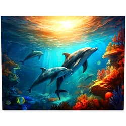 Kaliosy 5D Diamond Art Kits for Adults Dolphins Underwater World by Number Kits, Diamond Painting Art Animals DIY Full Drill Crystal Craft Cross Stitch Embroidery Decoration (12x16 inch)