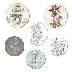 Barydat 6 Pieces Boho Plant Wall Art Print Set Boho Wooden Wall Print Neutral Vintage Wall Decor Minimalist Hanging Art Wall Decor Farmhouse Bedroom Living Room Office (Round)