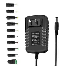 Arybroourd 24V 0.5A 500mA DC Power Supply Adapter 24V AC Adapter 100-240V 50-60Hz to 24 Volt 0.5 Amp Power Supply Cord 4.9ft with 5.5mm x 2.5mm Barrel & 10 Tips