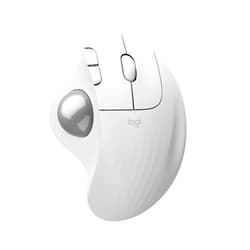 Logitech Ergo M575S Wireless Trackball Mouse, Wireless Ergonomic Mouse with Bluetooth and Encrypted Dongle, Comfortable Thumb Control, Precise and Smooth Tracking, for PC/Mac - Off- White Silver Ball
