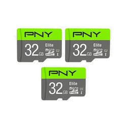 PNY 32GB Elite Class 10 U1 microSDHC Flash Memory Card - 100MB/s, Class 10, U1, Full HD, UHS-I, Micro SD (Pack of 3)