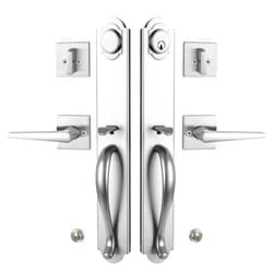 NEWBANG Double Door Handleset MDHST2018-BR1 (Brushed Nickel, Keyed&Dummy Set)
