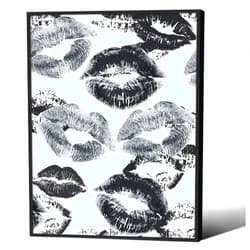 OMANI Woman Lips Posters Black and White Sexy Kiss Canvas Wall Art 12X16 inch Black Framed Fashion Retro Aesthetic Prints for Bar Cart Makeup Room Wall Decor