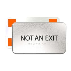 ADASigns.org Not An Exit Sign for Business - Office Signs, Aluminum Brushed Silver, Tamper-Proof, Heavy Duty Mounting Tape, Easy Install, Office Décor, ADA Compliant, Grade 2 Braille (7” W x 4” H) ADASigns.org