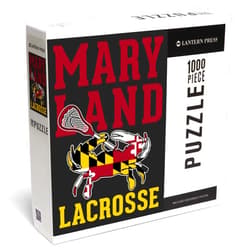 Lantern Press 1000 Piece Jigsaw Puzzle, Maryland, Crab Shaped Flag, Lacrosse Stick