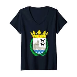 Bilbao National Japan Pride Womens Bilbao Coat of Arms Flag national pride Gift V-Neck T-Shirt