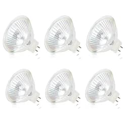 Simba Lighting Halogen MR16 20W 12V Light Bulbs (6 Pack) for Landscape, Track Lights, Fiber Optics, Desk Lamps, BAB C Spotlights with Glass Cover, GU5.3 Bi Pin Base, 2700K Warm White Dimmable