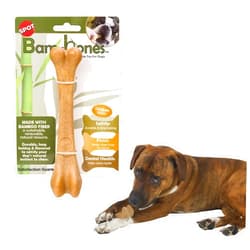 SPOT Bam-Bones Bone - Made with Strong Bamboo Fiber, Durable Long Lasting Dog Chew for Light to Moderate Chewers, Great Toy for Adult Dogs & Teething Puppies under 40lbs, 7.25in, Chicken Flavor