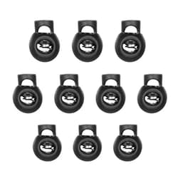 Hariendny 10 PCS Cord Locks Plastic Spring Cord Locks Single Hole Toggle Drawstring Clip Clear Stoppers Fastener Slider Ball Shape Luggage Lanyard Stopper for Drawstrings Paracord Shoelaces(Black)