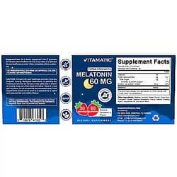 Vitamatic Sugar Free Melatonin 60mg - 60 Vegetarian Gummies - Non-Habit Forming Supplement