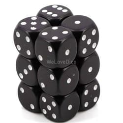 Chessex Dice Set 12 D6 16Mm Dice Black with White (12), One Size