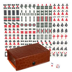 Angoily Mahjong Tile Travel Set, Mini Mahjong Set Board Game, Portable Travel Mahjong-Cards 2025, Chinese Game with 146 Tiles Brown Carrying Case 20Mm for Adult Beginner Players Elderly Leisure