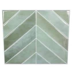 AllDecoo Peel and Stick Backsplash for Kitchen,New Upgrade Herringbone Premium Kitchen Backsplash,Stick on Subway Tile Peel and Stick Backsplash,Green 10-Sheet.