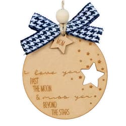 HONOCOOLS I Love You Past The Moon Mom Wooden Ornaments Memorial Christmas Ornaments Mom Memorial Christmas Sympathy Gifts for Loss Mom
