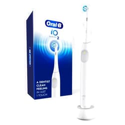 Oral-B iO Series 2 Rechargeable Electric Powered Toothbrush, Pure White with 1 Gentle Care Brush Head - Automatic Pressure Sensor to Protect Gums - 3 Modes - 2 Min Timer