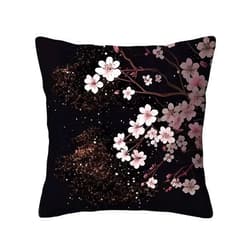 Yioniii Pink Cherry Blossoms on a Black，Pillow Covers Printed Throw Pillow Cases Outdoor Decorative Pillow Covers 20x20 in，Pink Gold and Black