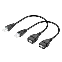 GINTOOYUN 2 Pcs USB to RJ45 Cable USB to RJ45 Ethernet Cable USB Female to RJ45 8P4C Ethernet Male Extension Cable for Router,ADSL Modem,Camera etc(11.81 Inch)
