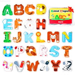 JoyCat Wooden Thick Alphabet Magnets for Toddlers Fridge Large Size Cute Animal Colorful ABC Magnetic Letters 26 Uppercase Letters Educational Toy Set for Kids Toddlers Preschool Learning Spelling