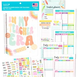 Hadley Designs Teacher Planner 2024-2025 - Retro Undated Lesson Planner Book with Stickers, Monthly & Weekly Pages, Student & Substitute Info – Homeschool & Classroom Organizer
