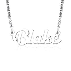 LuxglitterLin Name Necklace Personalized Script Letter Necklace Stainless Steel Cuban Link Chain Christmas Gift Jewelry for Blake