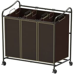 Simple Houseware Heavy Duty 3-Bag Laundry Sorter Rolling Cart, Bronze