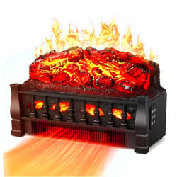 R.W.FLAME Electric Fireplace Log Set Heater 21IN, Remote Control, Flame Brightness Adjustable,Realistic Ember Bed, Overheating Protection for Home and Office Decor, 750W/1500W