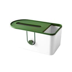 QUYU Tissue Box Cover with Storage Napkin Tissue Box Multi-Function Tissue Box PP Material Storage Organizer Caddy for Bathroom Bedroom and Office (Green/Blue/Pink) (Green)