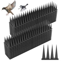 Quunoot Bird Spikes, 9 Pack Bird Guard Spikes for Squirrel Cat Raccoon and Other Small Animals, Pigeon Spikes for Outdoor Fences and Roofs, Durable Plastic Bird Barrier Strips