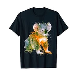 Abbigliamento per animali carino Koala Bear Wildlife Watercolor Graphic Art Paint Splatter T-Shirt
