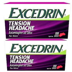 BUMAPO Excedrin Tension Headache Caplets 100 Ct Pack of 2 Two bottles of 100 caplets, Excedrin Tension