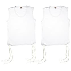 MASORET Set: Pair of Kosher Tzitzit Undershirt, 100% Cotton Fabric Comfortable Quality, Sweat Free T-Shirt Tzitzis Vest